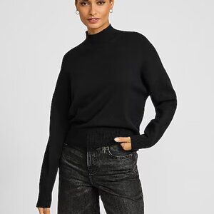 Express Ultrasoft Relaxed Mock Neck Sweater in Black NWT